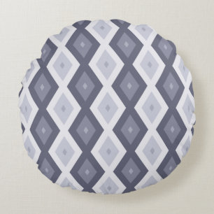 Coussins Ronds Nuances de bleu gris motif diamant