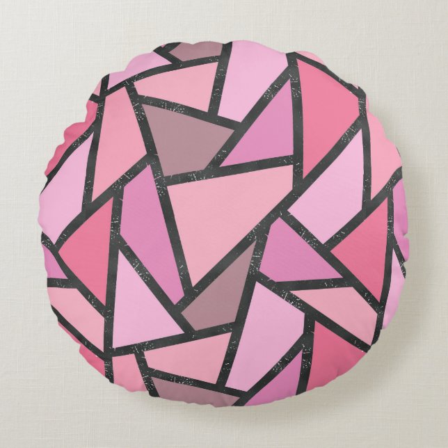 Coussins Ronds Nuances de motif en vitrail de corail (Devant)