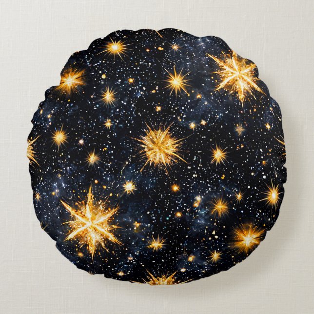 Coussins Ronds Nuit d'astronomie Ciel céleste Étoiles (Devant)