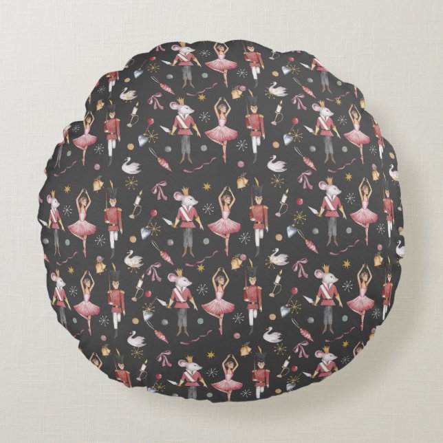 Coussins Ronds Nutcracker Ballerina Noël (Devant)