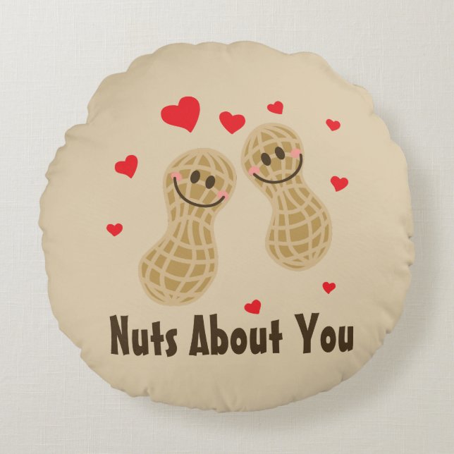 Coussins Ronds Nuts Sur Vous Cute Peanuts Alimentation Pun Humour (Devant)
