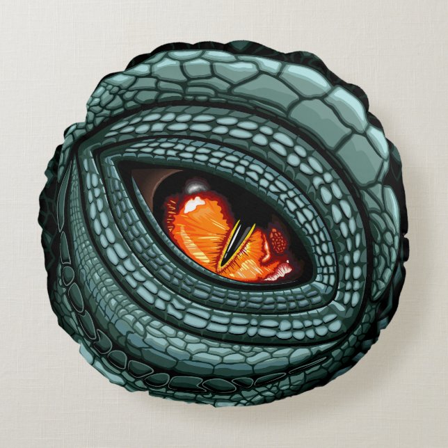 Coussins Ronds Œil de prédateur reptile primitif (Devant)