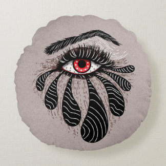 Coussins Ronds Oeil rouge Larmes noires gothique