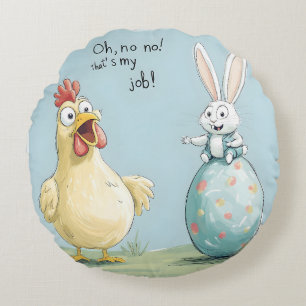 Coussins Ronds OEuf de poulet lapin en caricature Amusant Pâques