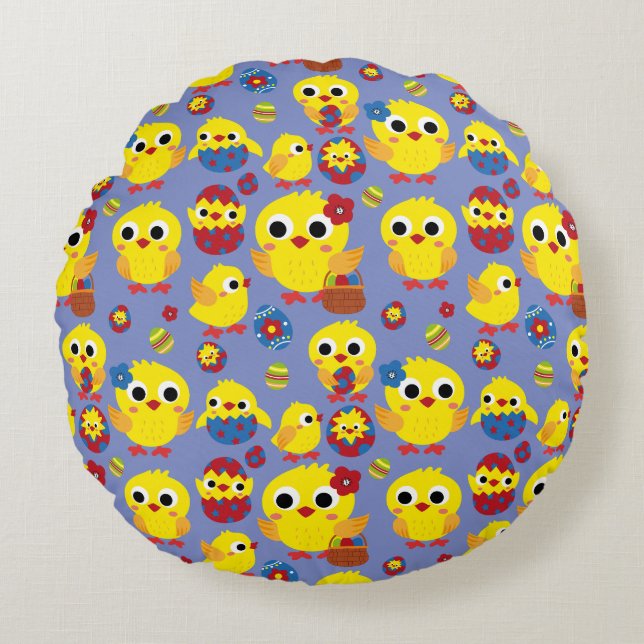 Coussins Ronds OEufs de Pâques de Hatch Retro (Devant)