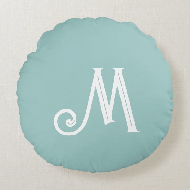 Coussins Ronds Œufs Monogramme Bleu Coquille (Devant)