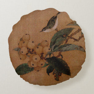 Coussins Ronds Oiseau argenté et loquès