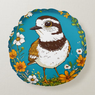 Coussins Ronds Oiseau coloré petit gravelot faune sauvage
