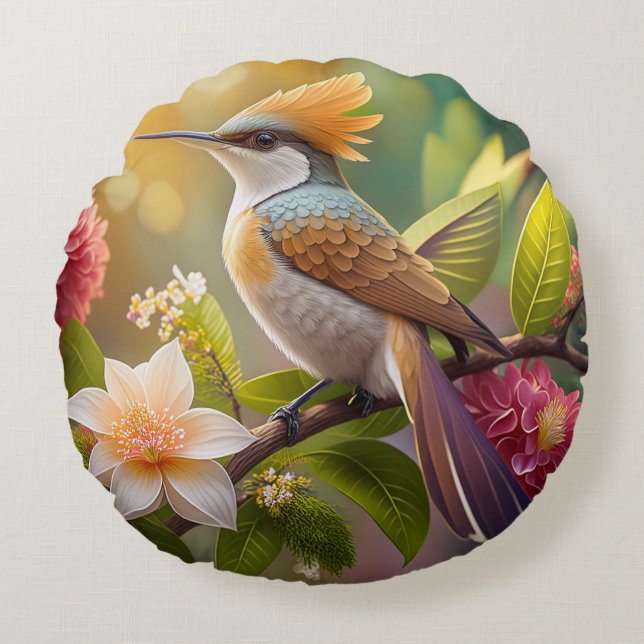 Coussins Ronds Oiseau de miel doré Imaginaire (Devant)