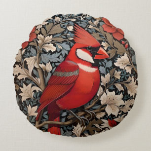 Coussins Ronds Oiseau du Cardinal du Nord William Morris Inspiré