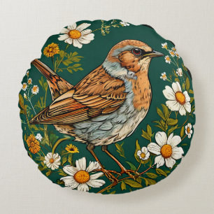 Coussins Ronds Oiseau Dunnock Coloré Cadeau Élégant Inspiré de la