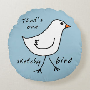 Coussins Ronds Oiseau Sketchy Jeter Oreiller