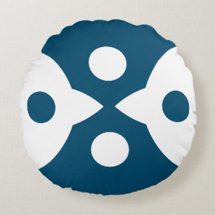 Coussins Ronds Oiseaux Abstraits Design Simple Gras Bleu Océan