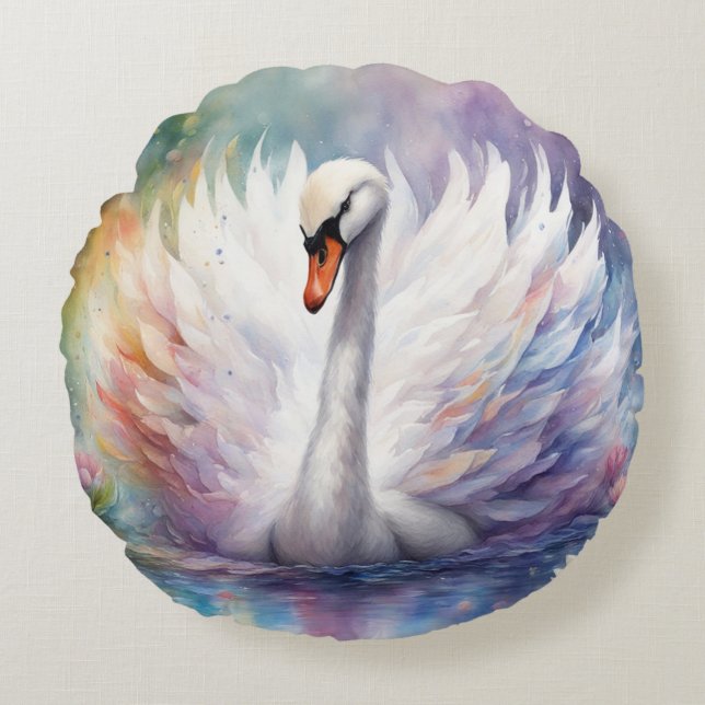 Coussins Ronds Oiseaux arc-en-ciel Swan 1 (Devant)