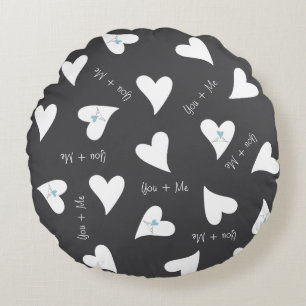 Coussins Ronds Oiseaux d'amour personnalisés Motif Cœur Blanc