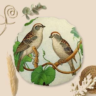 Coussins Ronds Oiseaux étés perché par cru