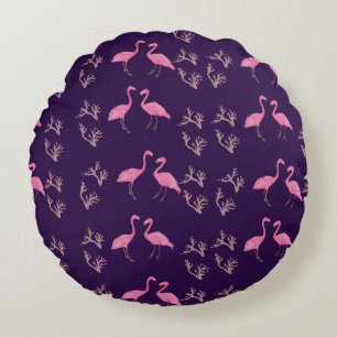 Coussins Ronds Oiseaux Flamants roses roses