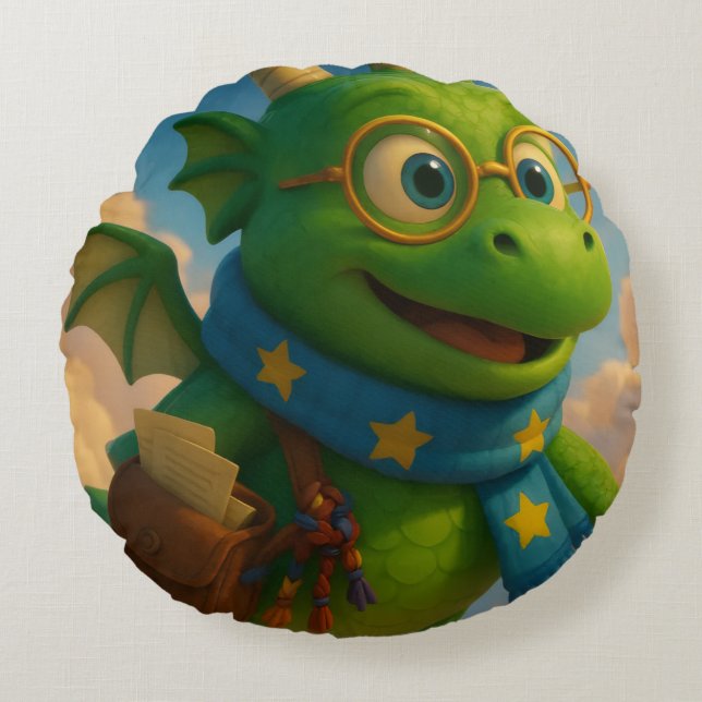 Coussins Ronds Olbas le dragon amical (Devant)
