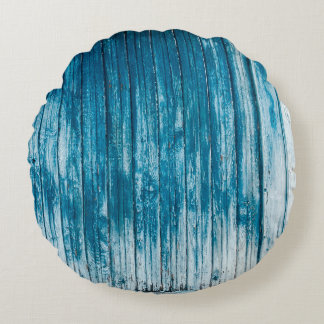 Coussins Ronds Old weathered grunge wooden faded pale blue paint