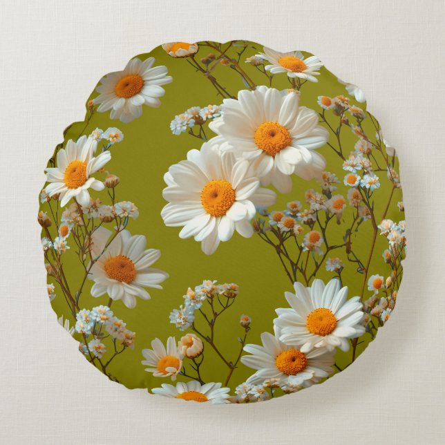 Coussins Ronds Olive Garden Daisy Dream Round Throw Pillow (Devant)