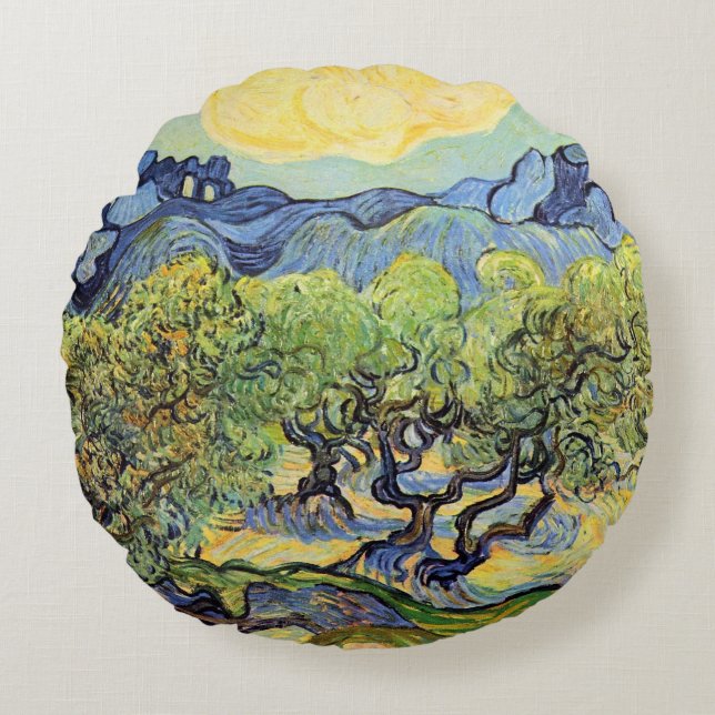 Coussins Ronds Oliviers aux Alpilles par Vincent van Gogh (Devant)