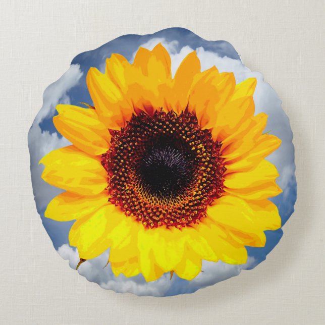 Coussins Ronds Only a Sunflower Blossom + your text & ideas (Dos)