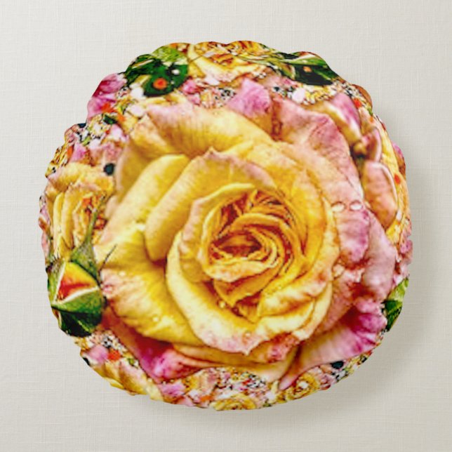 Coussins Ronds Opulence Rose Dorée Groovy : (Devant)