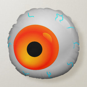 Coussins Ronds Orange Blooshot Eye Zombie Halloween Round