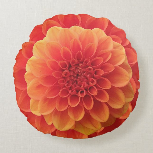 Coussins Ronds Orange Dahlia (Devant)