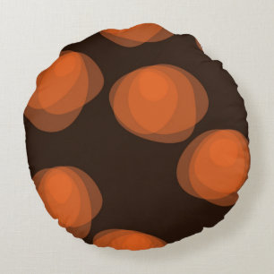 Coussins Ronds Orange, moderne, cool, fleurs abstraites tendance