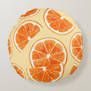 Coussins Ronds orange motif fruits, alimentation alimentation aqu