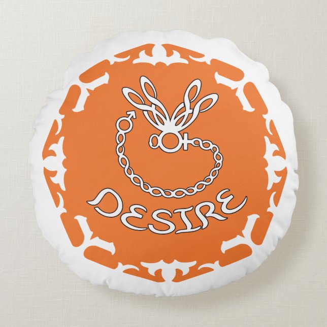 Coussins Ronds Orange Sacral Chakra "Desire" Dragonfly White BG (Devant)