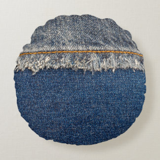 Coussins Ronds Orange Stitch, Double Denim Patch.