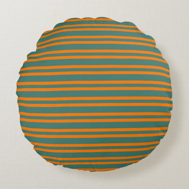 Coussins Ronds Orange Teal Stripes Seamless Pattern (Devant)