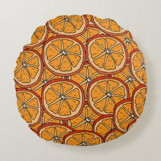 Coussins Ronds Oranges dessinées à la main : sans couture
