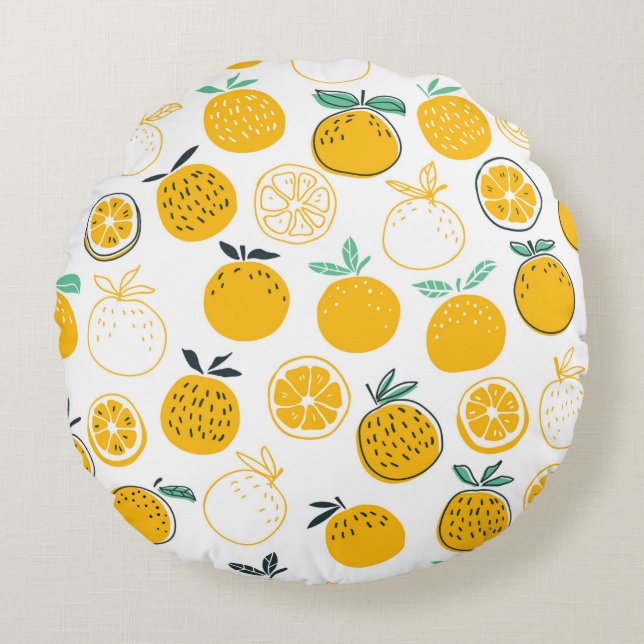 Coussins Ronds Oranges fruits sans couture motif (Devant)