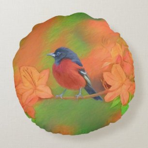 Coussins Ronds Orchard Oriole Songbird Peinture Oiseau original