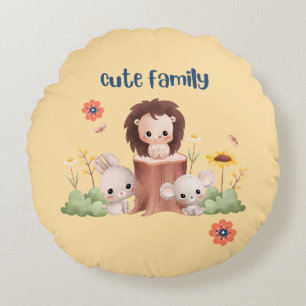 Coussins Ronds Oreiller à lancer animal de famille mignonne