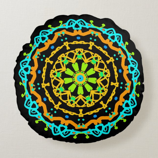 Coussins Ronds Oreiller à lancer arrondi à l'extrait floral (Devant)