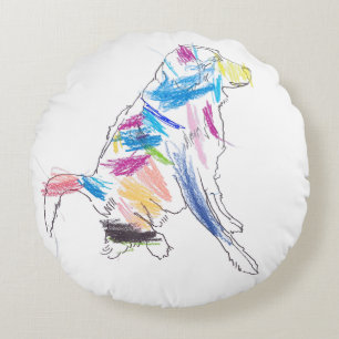 Coussins Ronds Oreiller à lancer de chien arc-en-ciel