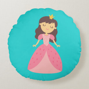 Coussins Ronds Oreiller à lancer de princesse rose et turquoise
