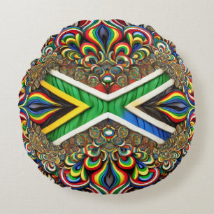Coussins Ronds Oreiller à lancer rond avec couleurs d'Afrique du 