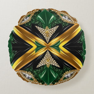 Coussins Ronds Oreiller à lancer rond avec couleurs jamaïcaines