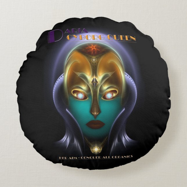 Coussins Ronds Oreiller à lancer rond Daria Cyborg Queen (Devant)