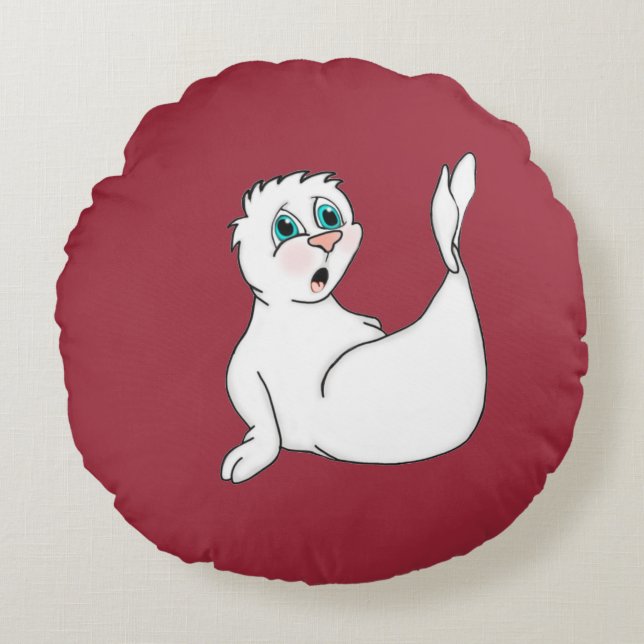 Coussins Ronds Oreiller à lancer rond de phoque surpris (Devant)