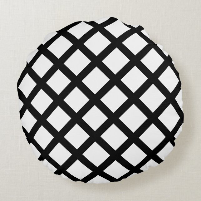 Coussins Ronds Oreiller à lancer rond rayé noir blanc (Dos)