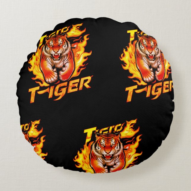 Coussins Ronds Oreiller à lancer rond Tiger Design (Devant)