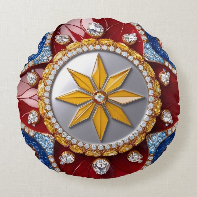 Coussins Ronds Oreiller à lancer ronde aux couleurs colombiennes (Devant)