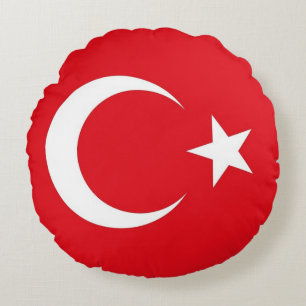 Coussins Ronds Oreiller à lancer ronde avec drapeau de la Turquie