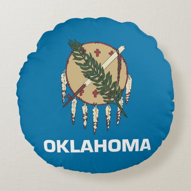 Coussins Ronds Oreiller à lancer ronde avec drapeau de l'Oklahoma (Devant)
